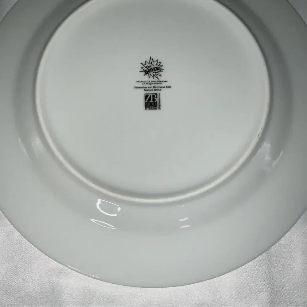 NEW ZRIKE DR SEUSS HOW THE GRINCH STOLE CHRISTMAS MAX WHITE DINNER PLATE 10.5”
